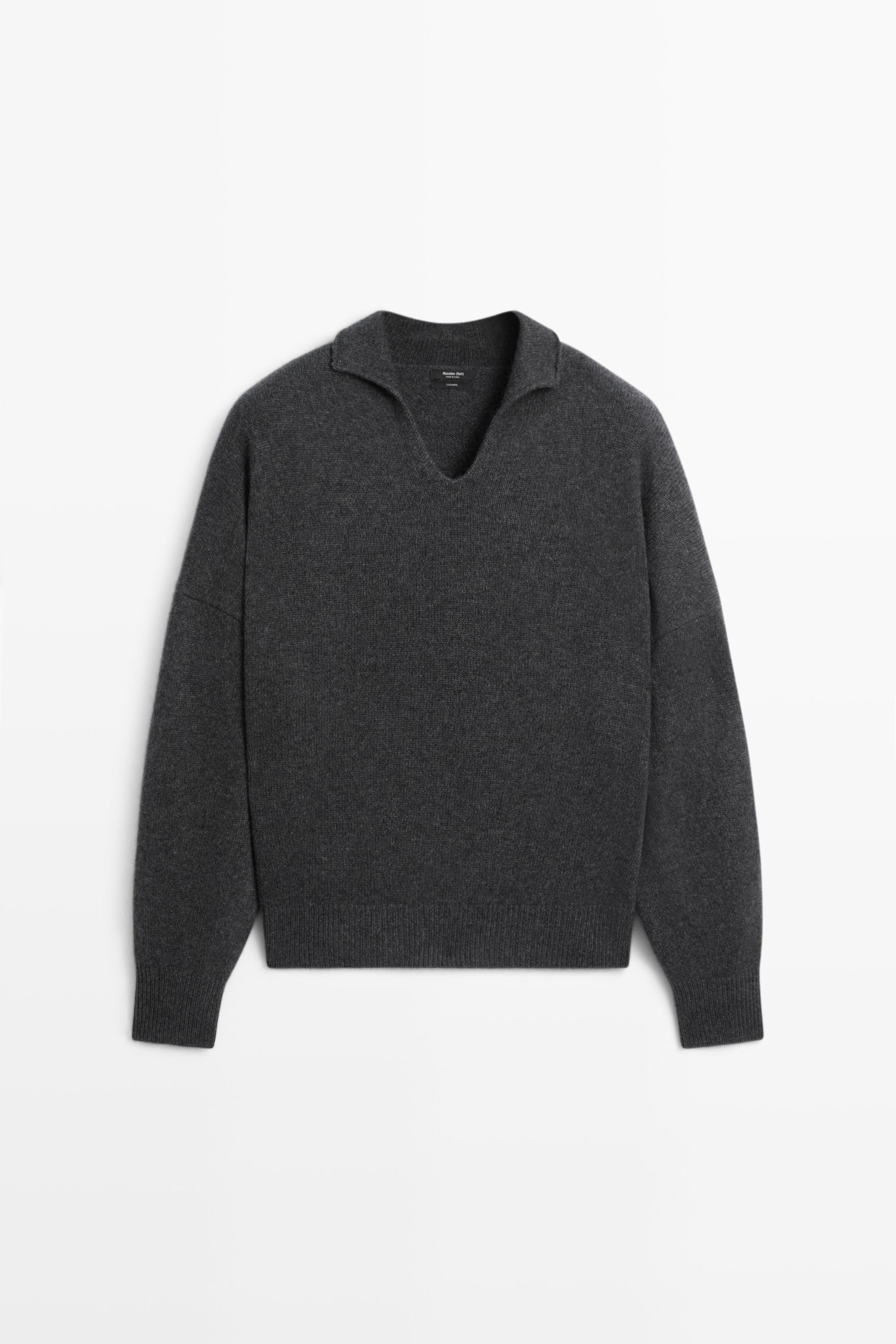 100% cashmere knit polo sweater